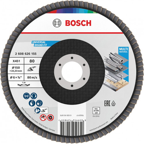 BOSCH X451 Lamellás tárcsa, 150 × 22,23 mm, G80, T29 2608626155