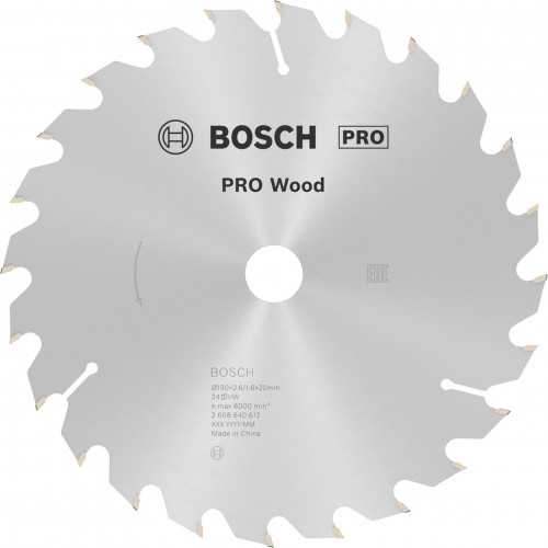 BOSCH PRO Wood körfűrészlap, 190 × 2,6 × 20 mm, T24 2608640612 BOSCH PRO Wood körfűrészlap, 190 × 2,6 × 20 mm, T24 2608640612