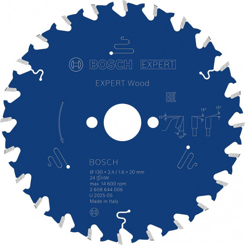 BOSCH EXPERT Wood körfűrészlap, 130 x 2.4/1.6 x 20 mm, T24 2608644006
