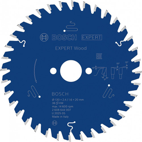 BOSCH EXPERT Wood körfűrészlap, 130 x 2.4/1.6 x 20 mm, T36 2608644007