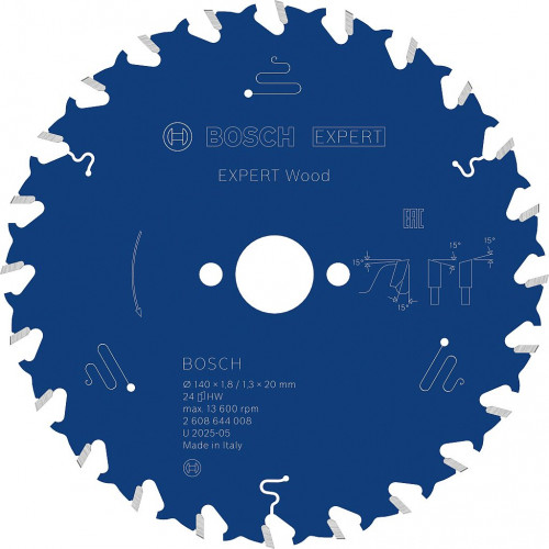 BOSCH EXPERT Wood körfűrészlap, 140 x 1.8/1.3 x 20 mm, T24 2608644008