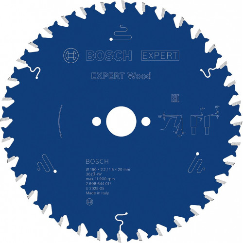 BOSCH EXPERT Wood körfűrészlap, 160 x 2.2/1.6 x 20 mm, T36 2608644017