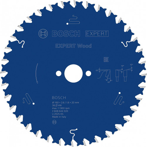 BOSCH Expert for Wood körfűrészlap 160 × 2,6/1,6 × 20 mm, T36 2608644020