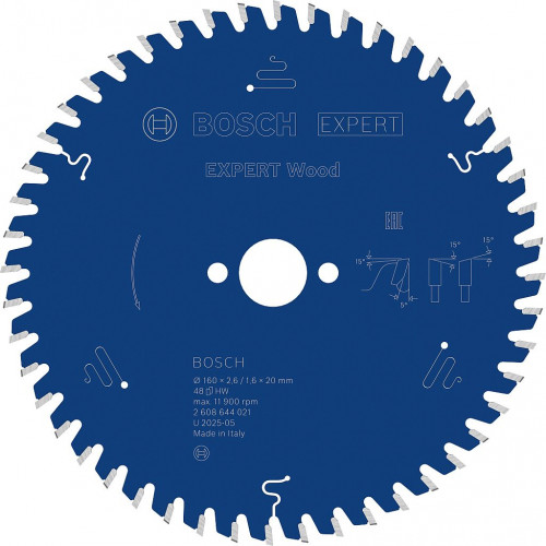 BOSCH Expert for Wood körfűrészlap 160 × 2,6/1,6 × 20 mm, T48 2608644021
