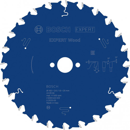 BOSCH Expert for Wood körfűrészlap 165 × 2,6/1,6 × 20 mm, T24 2608644022