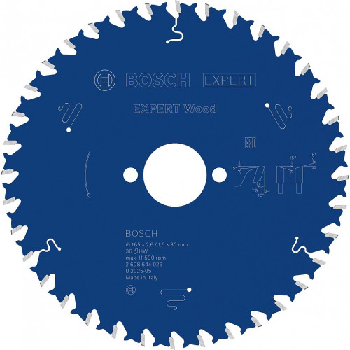 BOSCH EXPERT Wood körfűrészlap, 165 × 2,6/1,6 × 30 mm, T36 2608644026