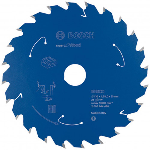BOSCH Expert for Wood körfűrészlap akkus fűrészekhez, 136x1,5/1x20 T24 2608644498