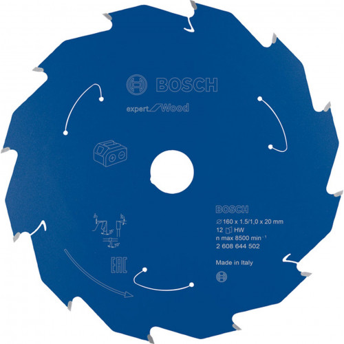 BOSCH Expert for Wood körfűrészlap akkus fűrészhez 160x20x1,5/1x12T 2608644502