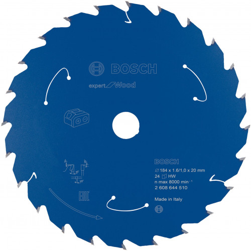 BOSCH Expert for Wood körfűrészlap akkus fűrészhez 184x20x1,6/1x24T 2608644510