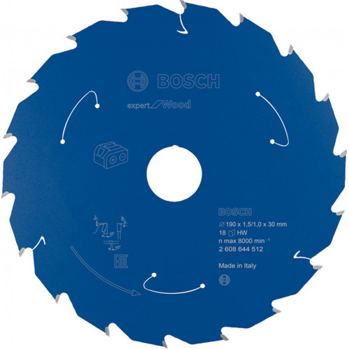 BOSCH Expert for Wood körfűrészlap akkus fűrészhez 190x1.5/1x30 T18 2608644512