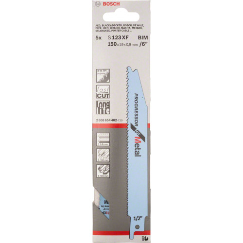 BOSCH S 123 XF Progressor for Metal szablyafűrészlap 5 Db 2608654402 BOSCH S 123 XF Progressor for Metal szablyafűrészlap 5 Db 2608654402