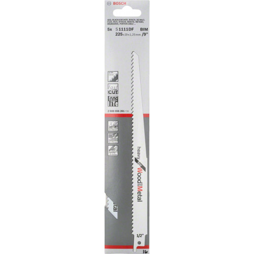 BOSCH S 1111 DF Heavy for Wood and Metal szablyafűrészlap 5 Db 2608656261 BOSCH S 1111 DF Heavy for Wood and Metal szablyafűrészlap 5 Db 2608656261