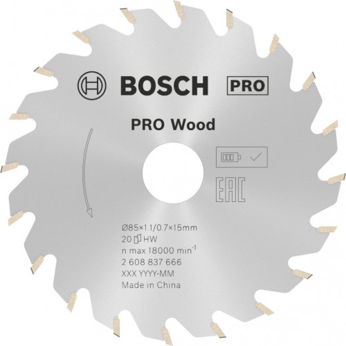 BOSCH PRO Wood cordless körfűrészlap, 85 x 1,1 x 15 mm 2608837666