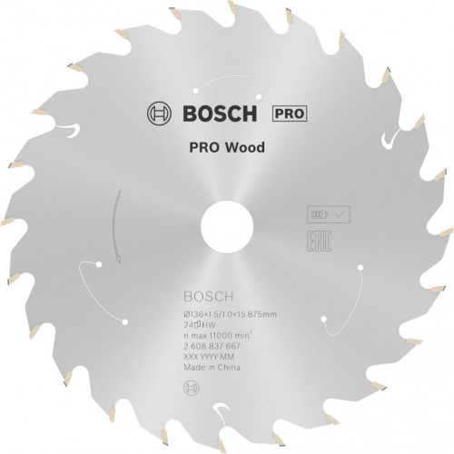 BOSCH PRO Wood cordless körfűrészlap, 136 x 1,5 x 15,875 mm 2608837