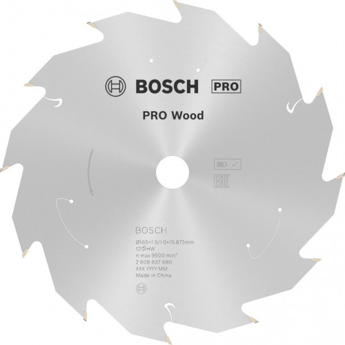 BOSCH PRO Wood cordless körfűrészlap 165x15,875x1,5/1,0x12T 2608837680