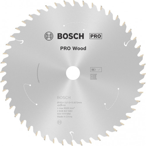 BOSCH PRO Wood cordless körfűrészlap 165x15,875x1,5/1,0x48T 2608837683