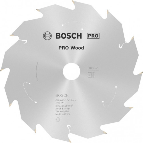 BOSCH PRO Wood cordless körfűrészlap 165x20/16x1,5/1,0x12T 2608837684