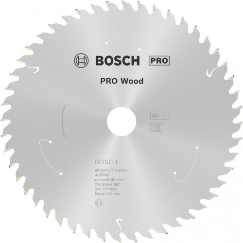 BOSCH PRO Wood cordless körfűrészlap 165x20x1,5/1,0x48T 2608837687
