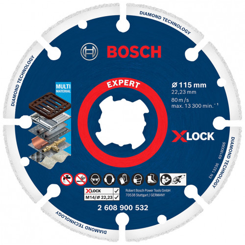BOSCH EXPERT Diamond Metal Wheel X-LOCK vágótárcsa, 115 x 22,23 mm 2608900532