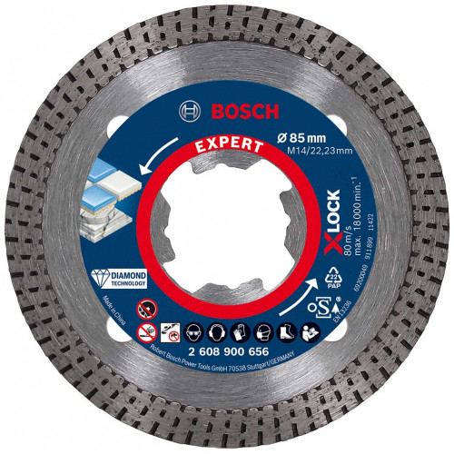 BOSCH EXPERT HardCeramic X-LOCK gyémánt vágótárcsa, 85 x 22,23 x 1,6 x 7 mm 2608900656