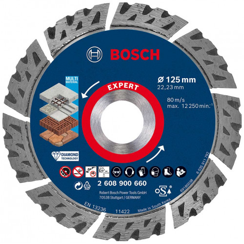 BOSCH EXPERT MultiMaterial gyémánt vágótárcsa, 125 x 22,23 x 2,2 x 12 mm 2608900660