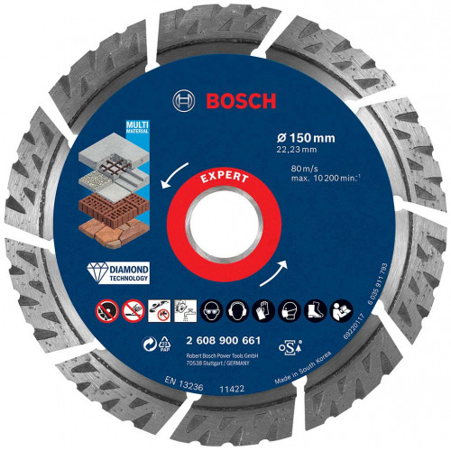 BOSCH EXPERT MultiMaterial gyémánt vágótárcsa, 150 x 22,23 x 2,4 x 12 mm 2608900661