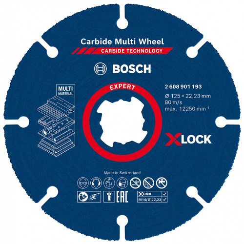 BOSCH EXPERT Carbide Multi Wheel X-LOCK vágótárcsa, 125 mm, 22,23 mm 2608901193