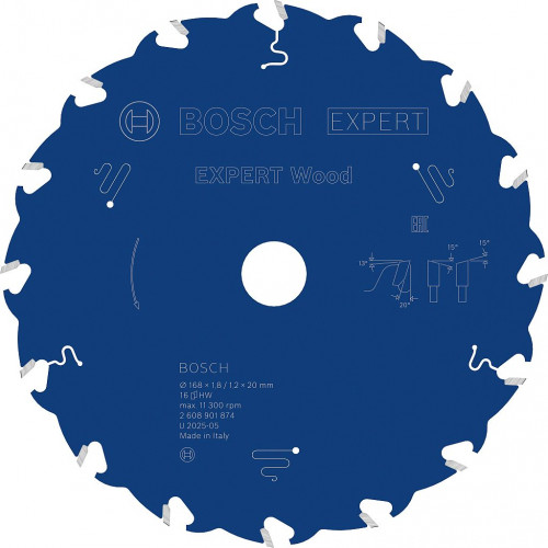 BOSCH Expert for Wood körfűrészlap 168 × 1,8/1,2 × 20 mm, T16 2608901874