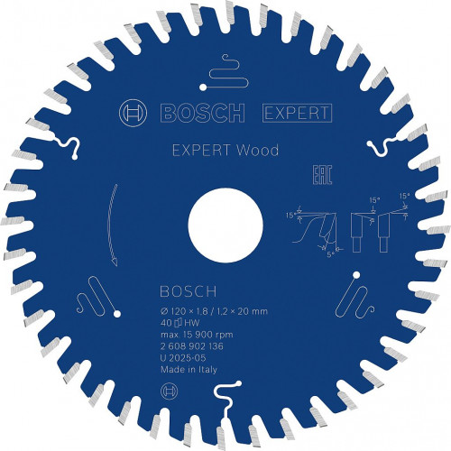 BOSCH Expert for Wood körfűrészlap 120 × 1,8/1,2 × 20 mm, T40 2608902136