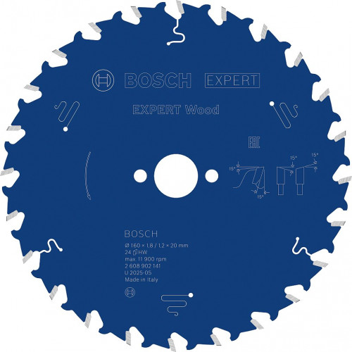 BOSCH Expert for Wood körfűrészlap 160 × 1,8/1,2 × 20 mm, T24 2608902141