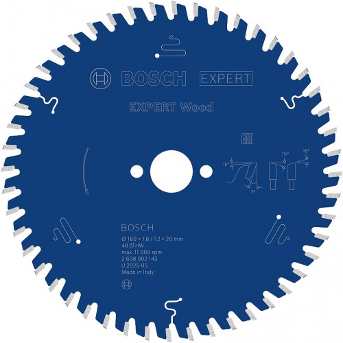 BOSCH Expert for Wood körfűrészlap 160 × 1,8/1,2 × 20 mm, T48 2608902143