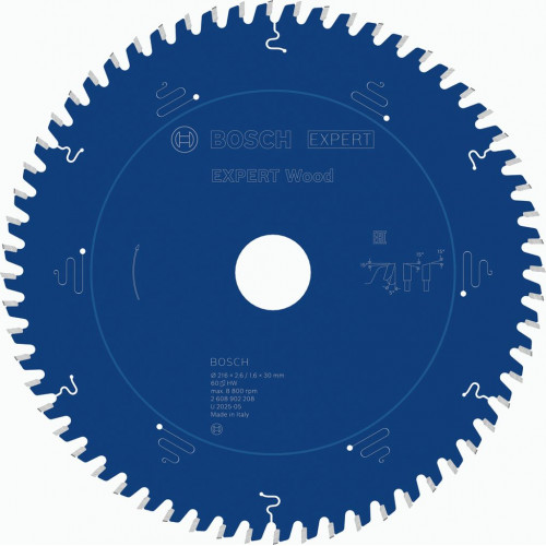 BOSCH EXPERT Wood körfűrészlap, 216 x 2.6/1.6 x 30 mm, T60 2608902208
