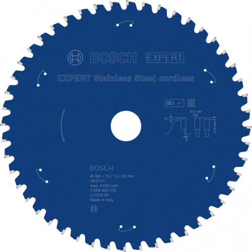BOSCH EXPERT Stainless Steel cordless körfűrészlap, 165 x 1.6/1.2 x 20 mm, T48 2608902219