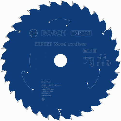 BOSCH EXPERT Wood cordless körfűrészlap, 185x1.8/1.2x20 mm, T32 2608902234