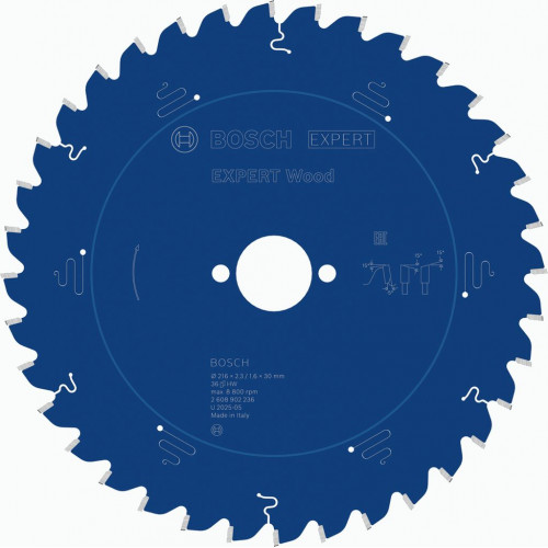 BOSCH EXPERT Wood körfűrészlap, 216 x 2.3/1.6 x 30 mm, T36 2608902236