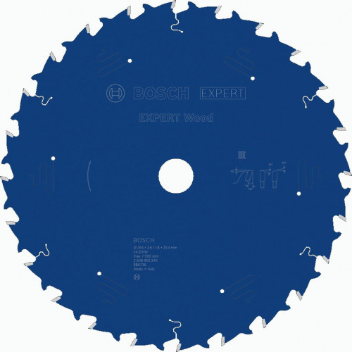 BOSCH EXPERT Wood körfűrészlap, 254 x 2.6/1.8 x 25.4 mm, T24 2608902240