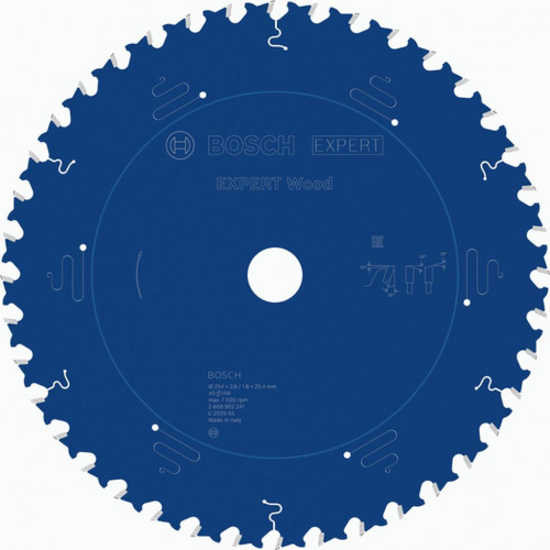 BOSCH EXPERT Wood körfűrészlap, 254 x 2.6/1.8 x 25.4 mm, T40 2608902241