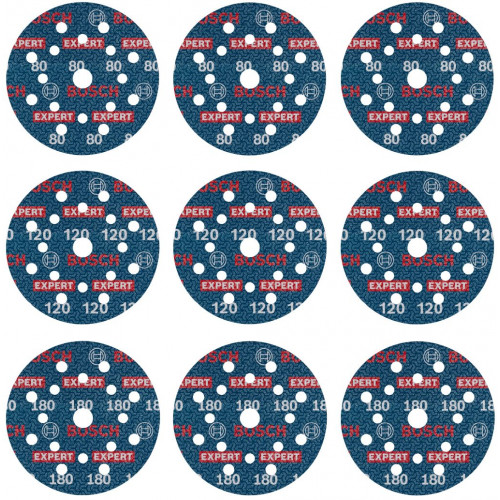 BOSCH EXPERT O780 Foil csiszolótárcsa készlet, 125 mm G80, G120 , G180, 9 ks 2608902407