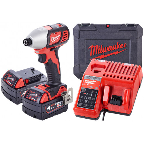 Milwaukee M18 BID-402C Akkus ütvecsavarozó 2x4.0 Ah, Szerszámkoffer 4933443580