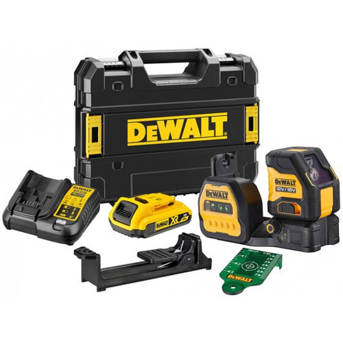 DeWALT DCE088D1G18-QW Lézeres önszintező kereszt, zöld sugár (18V/1x2,0Ah) Tstak
