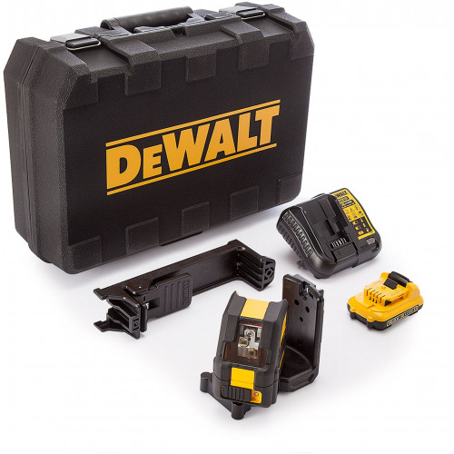 DeWALT DCE088D1R-QW Piros önbeálló keresztlézer XR (10,8V/2,0Ah) Tstak