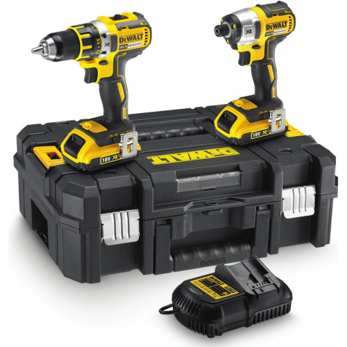 DeWALT Combo 18V fúrókészlet + ütőkulcs 1/4 "2x2,0Ah Li-Ion, tokkal TSTAK DCK258D2T