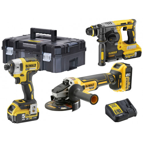 DeWALT DCK305P3T-QW Combo DCH273N + DCG405 + DCF887 + DCB115 + (18V/3x5,0Ah) Tstak