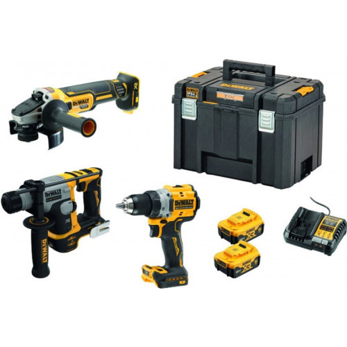 DeWALT DCK355P2T-QW Akkus gépszett (DCD800+DCG405+DCH172)+(18V/2x5,0Ah)Tstak