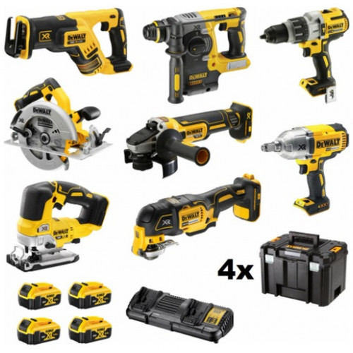 DeWALT DCK865P4T-QW 18V XR Akkus, Kefementes 8db-os Kombó szett 18V XR 4 x 5Ah TSTAK