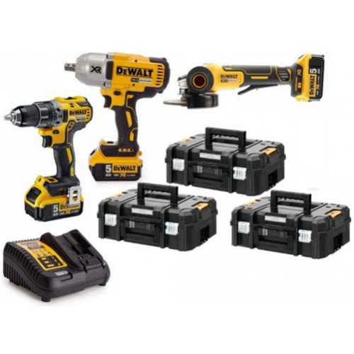 DeWALT DCKM009 Akkus szerszámgép szett XR (DCD791+DCF899+DCG406/18V/3x5,0Ah) 3xTstak