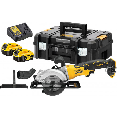 DeWALT DCS571P2-QW Akkus körfűrész XR (115mm/18V/2x5,0Ah) Tstak