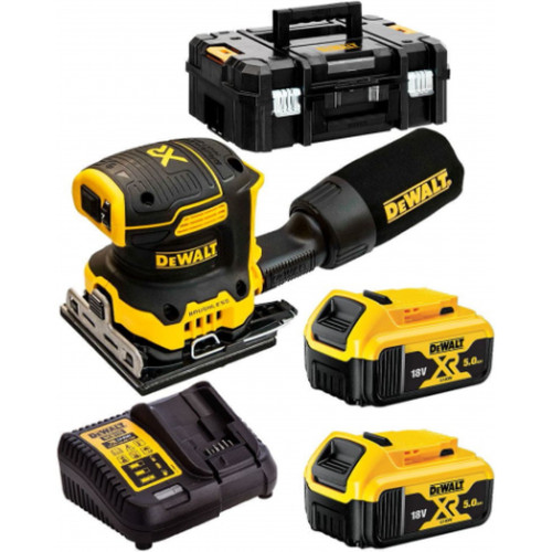 DeWALT DCW200P2-QW Akkus rezgőcsiszoló XR (18V/2x5,0Ah) Tstak