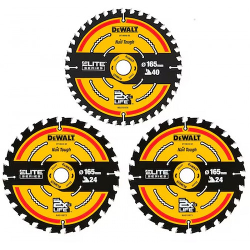 DeWALT DT10397-QZ Elite Körfűrészlap, 165 mm, 24/40 fog, 3 db
