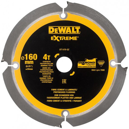 DeWALT DT1470-QZ Extreme Szálcement körfűrészlap 160x20mm, 4 fog 12°